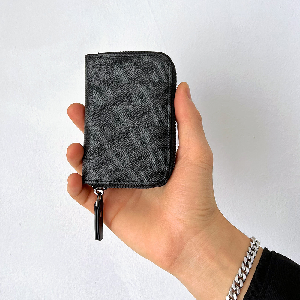 STR 퀄리티 체크 모노 패턴 카드 지갑